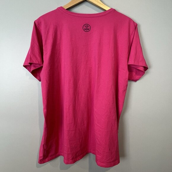 Life is Good Christmas T Shirt Women's Size XXL V Neck Short Sleeve Pink Magenta - Picture 5 of 6